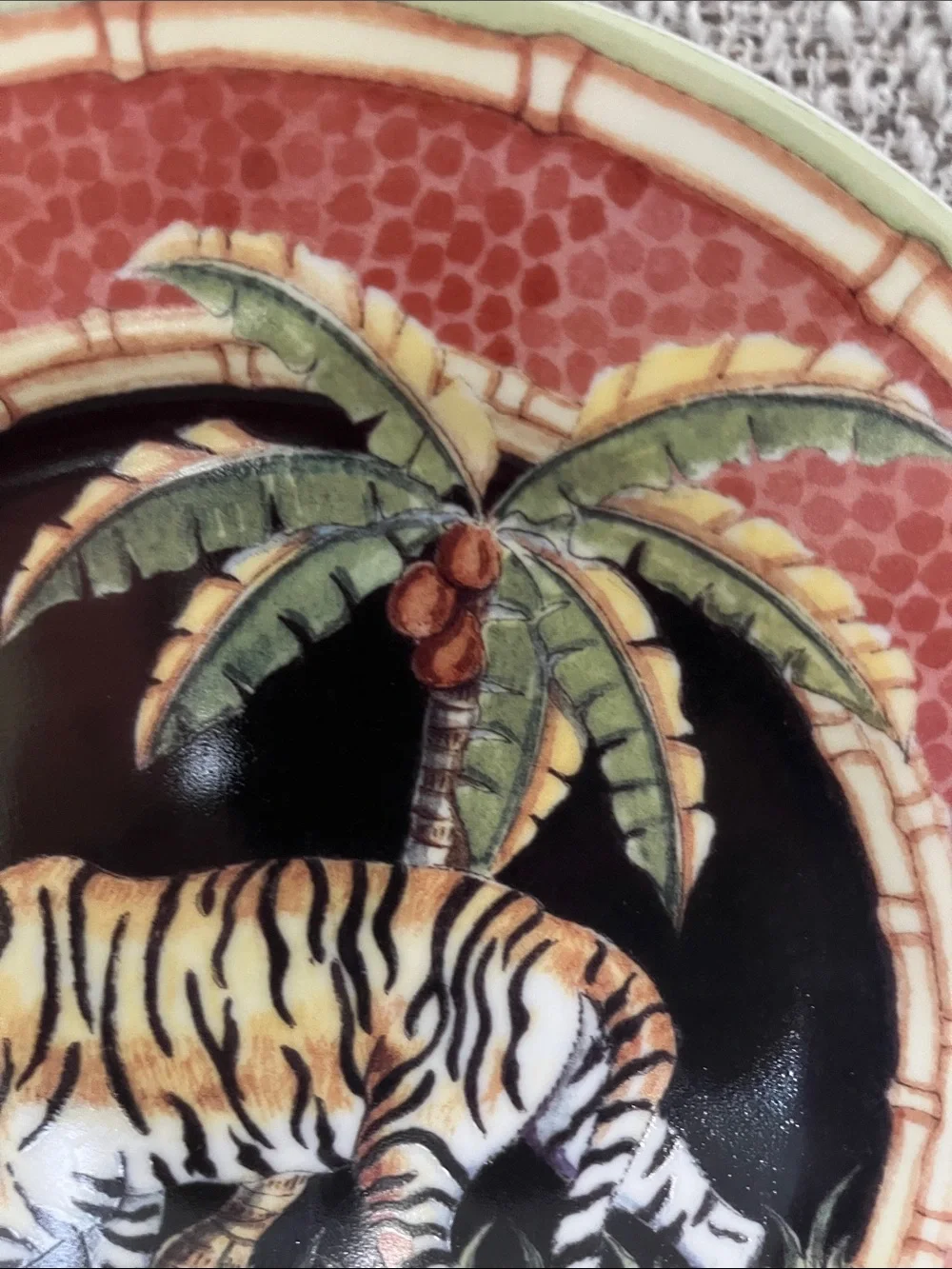 VTG Jungle Safari Tiger Saddhia Hutchinson salad dessert plate Andrea Sadek 8”